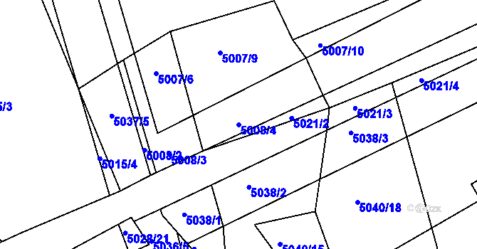 Parcela st. 5008/4 v KÚ Vracov, Katastrální mapa