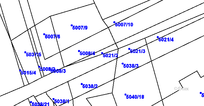 Parcela st. 5021/2 v KÚ Vracov, Katastrální mapa