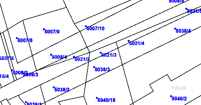Parcela st. 5021/3 v KÚ Vracov, Katastrální mapa