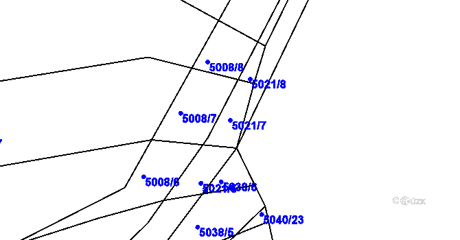 Parcela st. 5021/7 v KÚ Vracov, Katastrální mapa