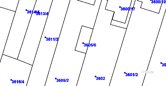 Parcela st. 3605/6 v KÚ Vracov, Katastrální mapa