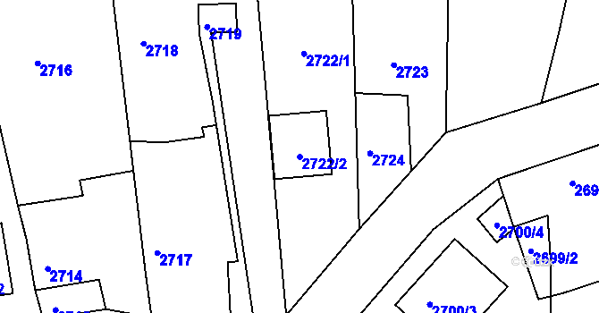 Parcela st. 2722/2 v KÚ Vracov, Katastrální mapa