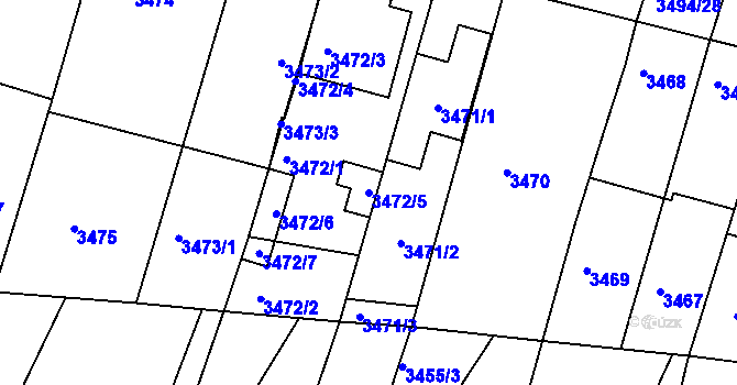 Parcela st. 3472/5 v KÚ Vracov, Katastrální mapa