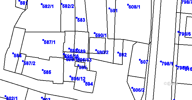Parcela st. 590/2 v KÚ Vracov, Katastrální mapa