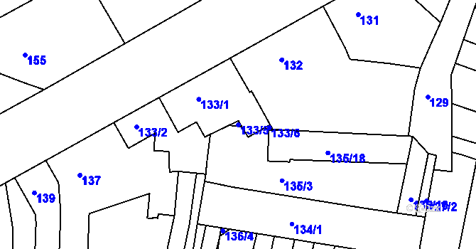 Parcela st. 133/5 v KÚ Vracov, Katastrální mapa