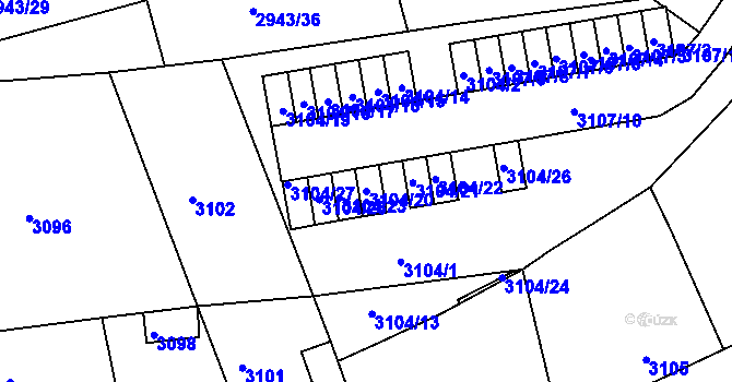 Parcela st. 3104/20 v KÚ Vracov, Katastrální mapa