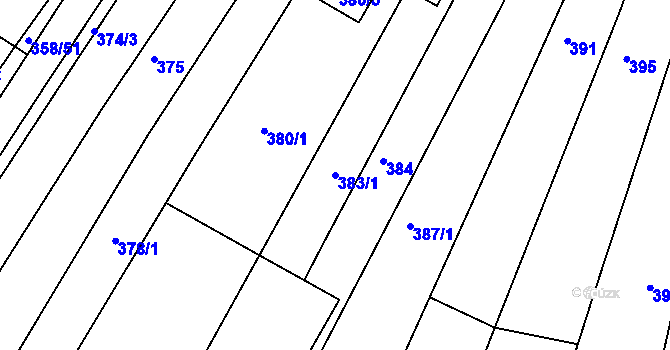 Parcela st. 383/1 v KÚ Vracov, Katastrální mapa