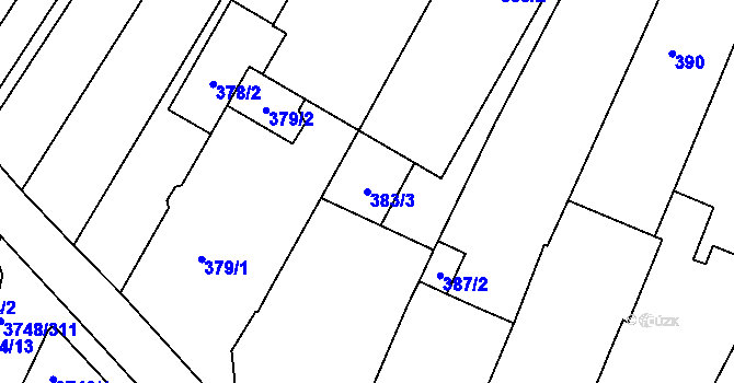 Parcela st. 383/3 v KÚ Vracov, Katastrální mapa