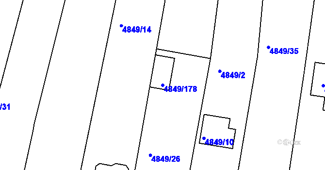 Parcela st. 4849/178 v KÚ Vracov, Katastrální mapa