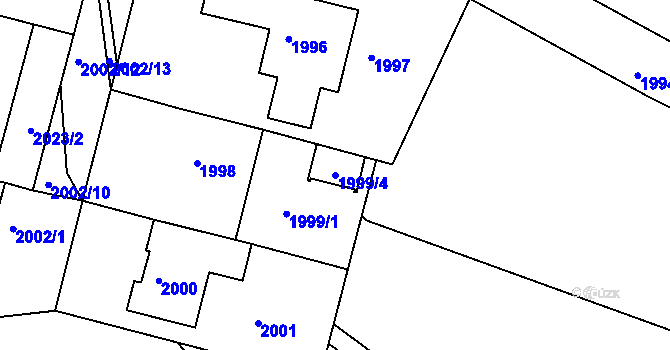 Parcela st. 1999/4 v KÚ Vracov, Katastrální mapa