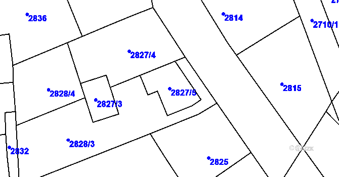 Parcela st. 2827/5 v KÚ Vracov, Katastrální mapa
