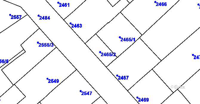 Parcela st. 2465/2 v KÚ Vracov, Katastrální mapa