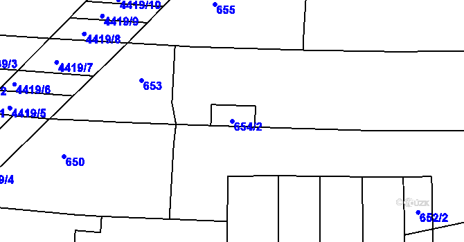 Parcela st. 654/2 v KÚ Vracov, Katastrální mapa