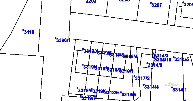 Parcela st. 3319/3 v KÚ Vracov, Katastrální mapa