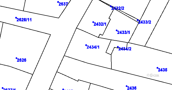 Parcela st. 2434/1 v KÚ Vracov, Katastrální mapa