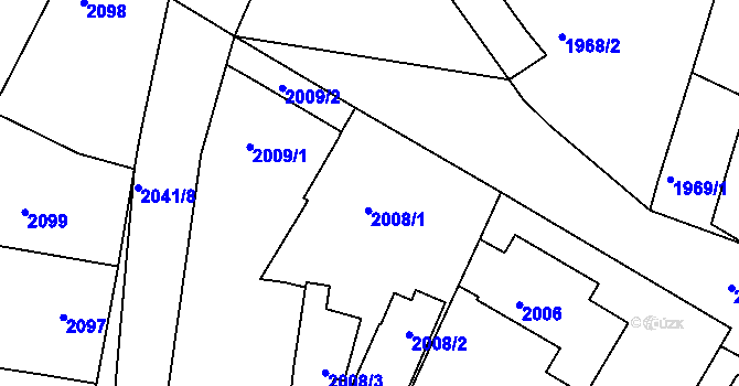 Parcela st. 2008/1 v KÚ Vracov, Katastrální mapa