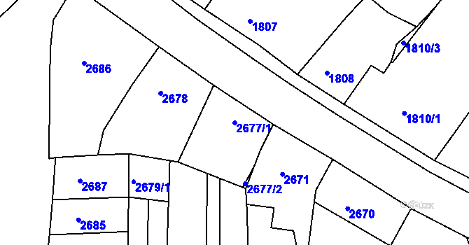 Parcela st. 2677/1 v KÚ Vracov, Katastrální mapa