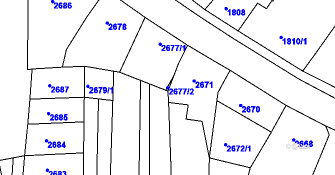 Parcela st. 2677/2 v KÚ Vracov, Katastrální mapa