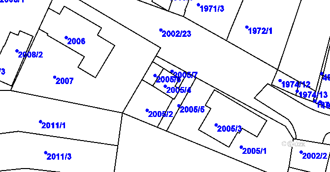 Parcela st. 2005/4 v KÚ Vracov, Katastrální mapa