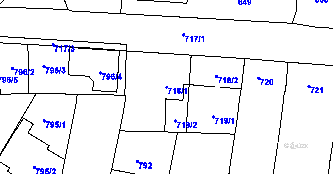Parcela st. 718/1 v KÚ Vracov, Katastrální mapa