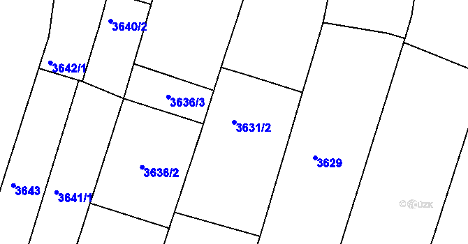 Parcela st. 3631/2 v KÚ Vracov, Katastrální mapa