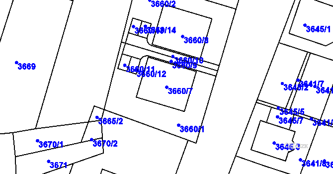 Parcela st. 3660/7 v KÚ Vracov, Katastrální mapa
