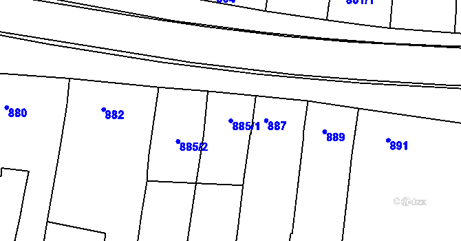 Parcela st. 885/1 v KÚ Vracov, Katastrální mapa