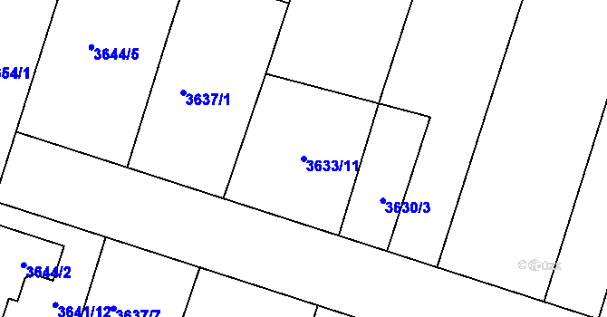 Parcela st. 3633/11 v KÚ Vracov, Katastrální mapa