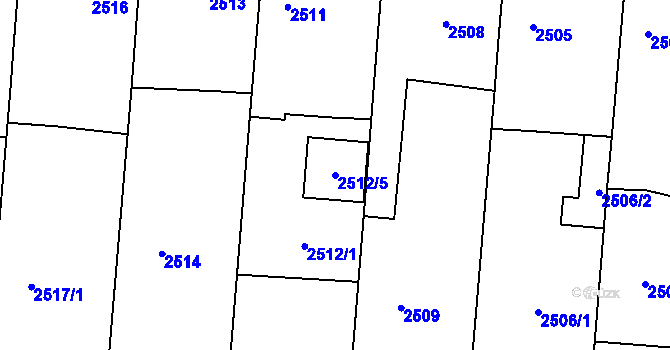 Parcela st. 2512/5 v KÚ Vracov, Katastrální mapa