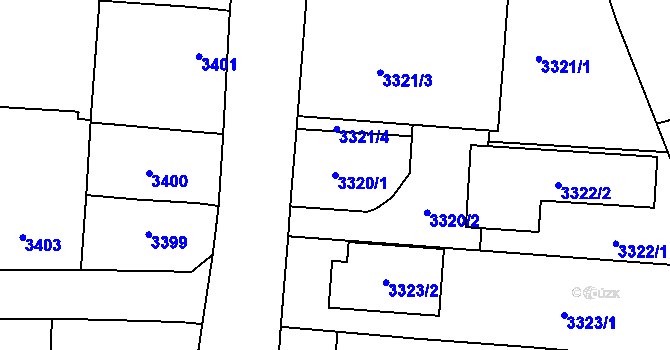 Parcela st. 3320/1 v KÚ Vracov, Katastrální mapa