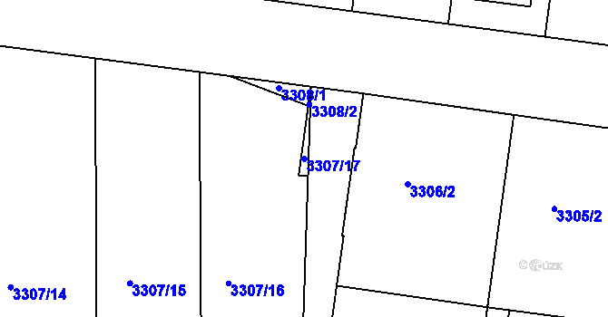 Parcela st. 3307/17 v KÚ Vracov, Katastrální mapa
