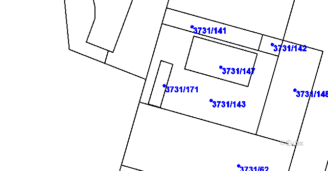 Parcela st. 3731/171 v KÚ Vracov, Katastrální mapa