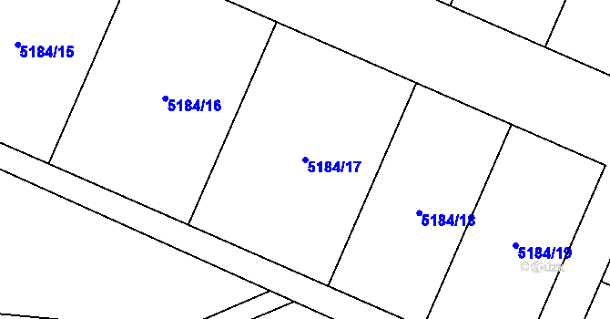 Parcela st. 5184/17 v KÚ Vracov, Katastrální mapa
