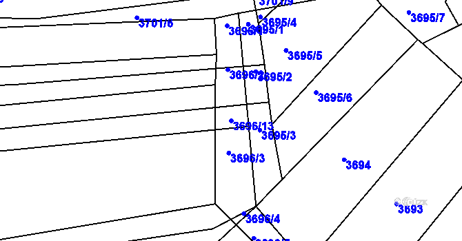 Parcela st. 3696/13 v KÚ Vracov, Katastrální mapa