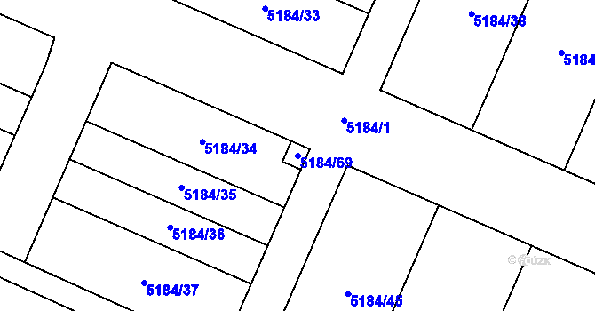 Parcela st. 5184/69 v KÚ Vracov, Katastrální mapa