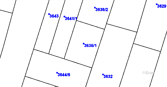 Parcela st. 3636/1 v KÚ Vracov, Katastrální mapa
