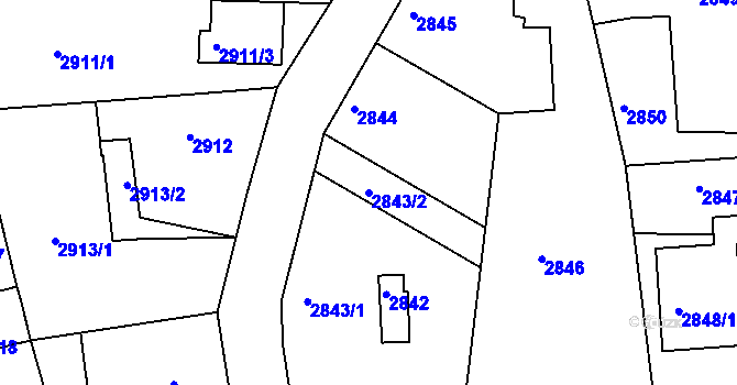Parcela st. 2843/2 v KÚ Vracov, Katastrální mapa