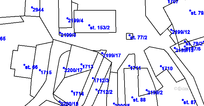 Parcela st. 2199/17 v KÚ Vracovice, Katastrální mapa