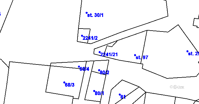 Parcela st. 2241/21 v KÚ Vracovice, Katastrální mapa