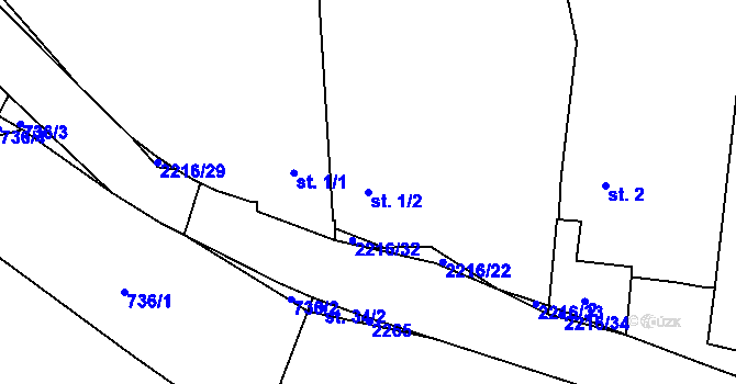 Parcela st. 1/2 v KÚ Vracovice, Katastrální mapa