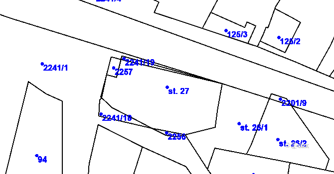 Parcela st. 27 v KÚ Vracovice, Katastrální mapa