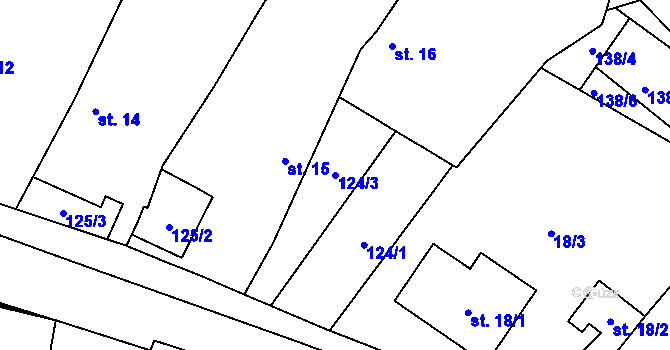 Parcela st. 124/3 v KÚ Vracovice, Katastrální mapa