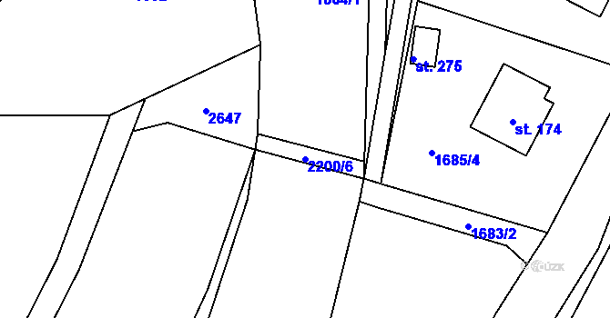 Parcela st. 2200/6 v KÚ Vracovice, Katastrální mapa