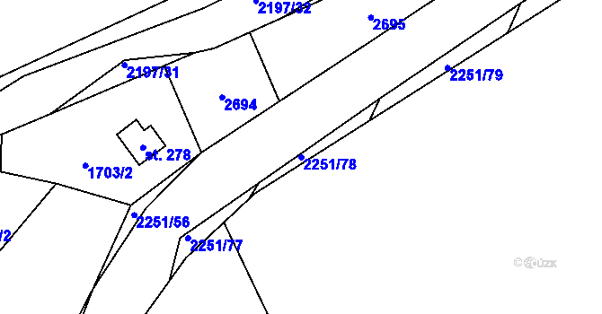 Parcela st. 2251/78 v KÚ Vracovice, Katastrální mapa