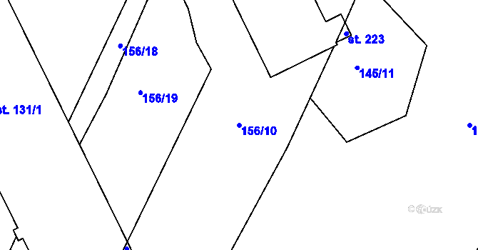 Parcela st. 156/10 v KÚ Vracovice, Katastrální mapa