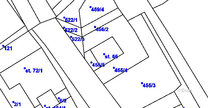 Parcela st. 66 v KÚ Vračovice, Katastrální mapa
