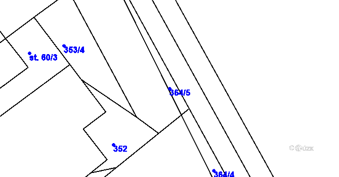 Parcela st. 364/5 v KÚ Vračovice, Katastrální mapa