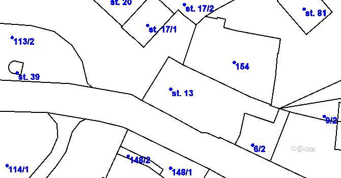 Parcela st. 13 v KÚ Čechůvky, Katastrální mapa