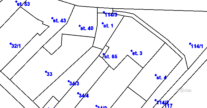 Parcela st. 65 v KÚ Čechůvky, Katastrální mapa