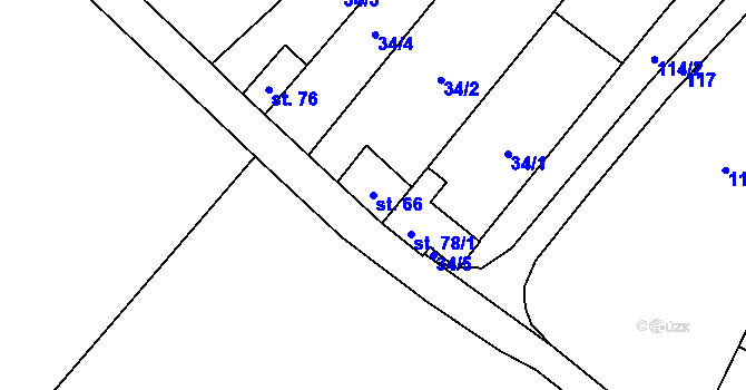 Parcela st. 66 v KÚ Čechůvky, Katastrální mapa